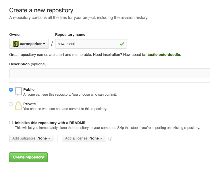 Creating a repository in GitHub