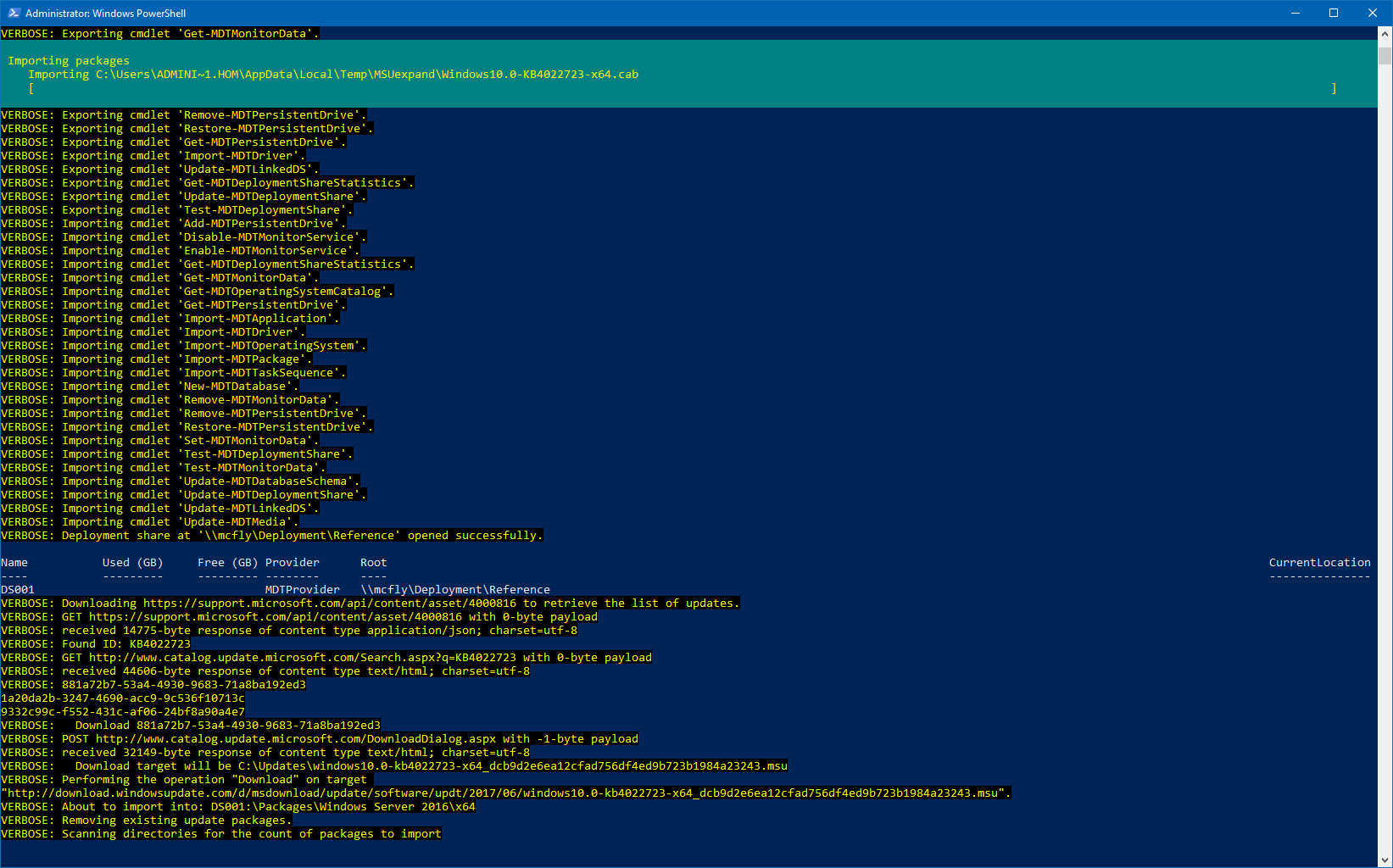 Downloading and importing updates into MDT via PowerShell
