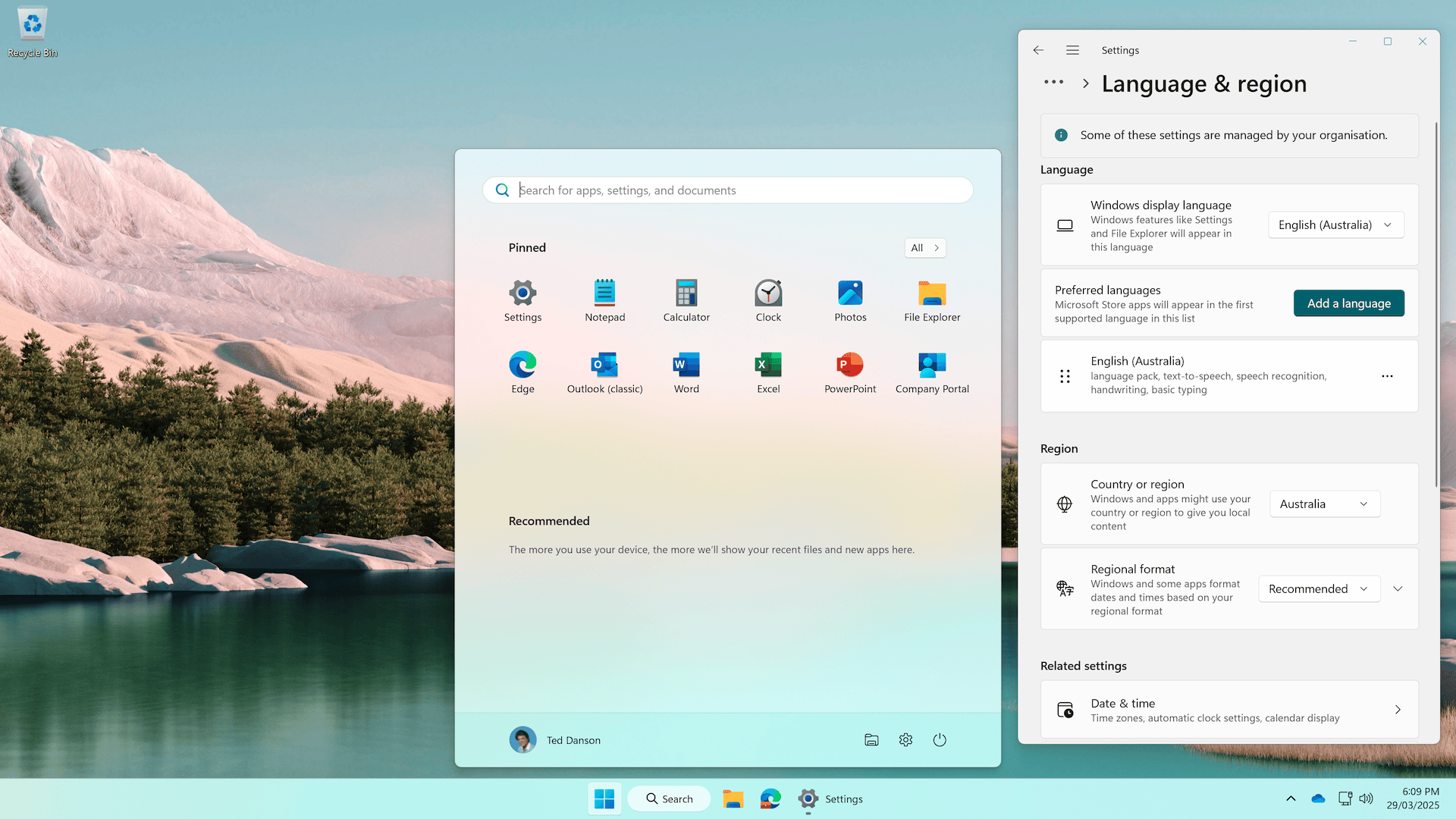 Customised Windows 11 enterprise desktop with policies and applications
