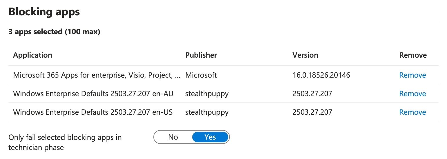 Adding the Windows Enterprise Defaults to an Enrollment Status Page
