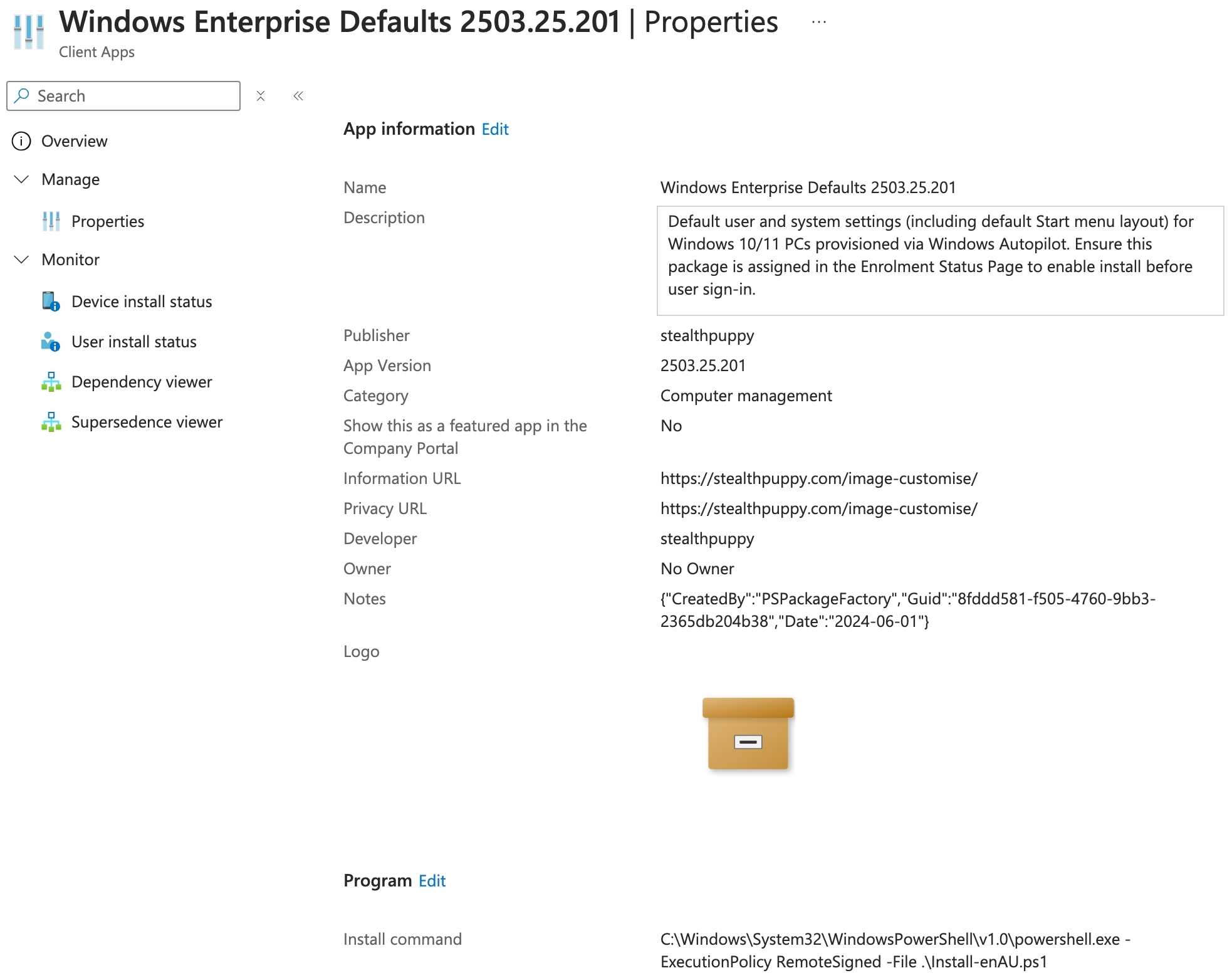 Windows Enterprise Defaults as a Win32 application in Microsoft Intune
