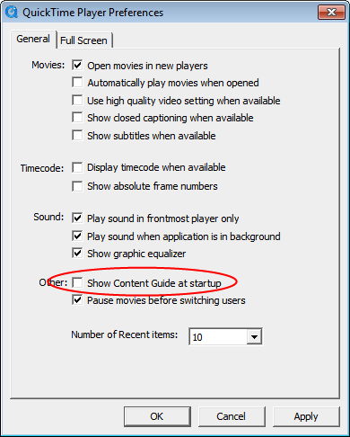 QuickTime Player Preferences
