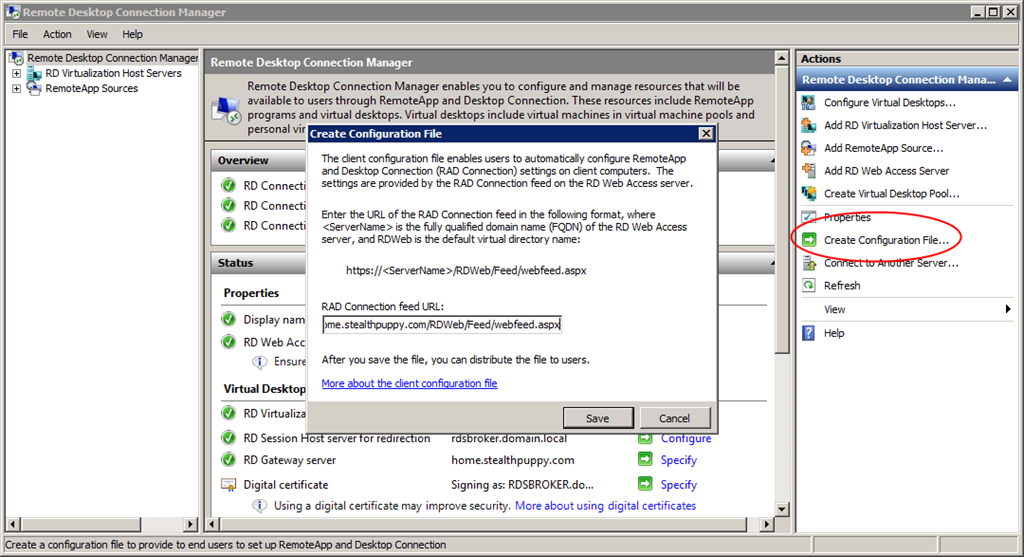 Creating the RemoteApp and Desktop Connections Configuration File