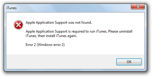 itunes windows error 2