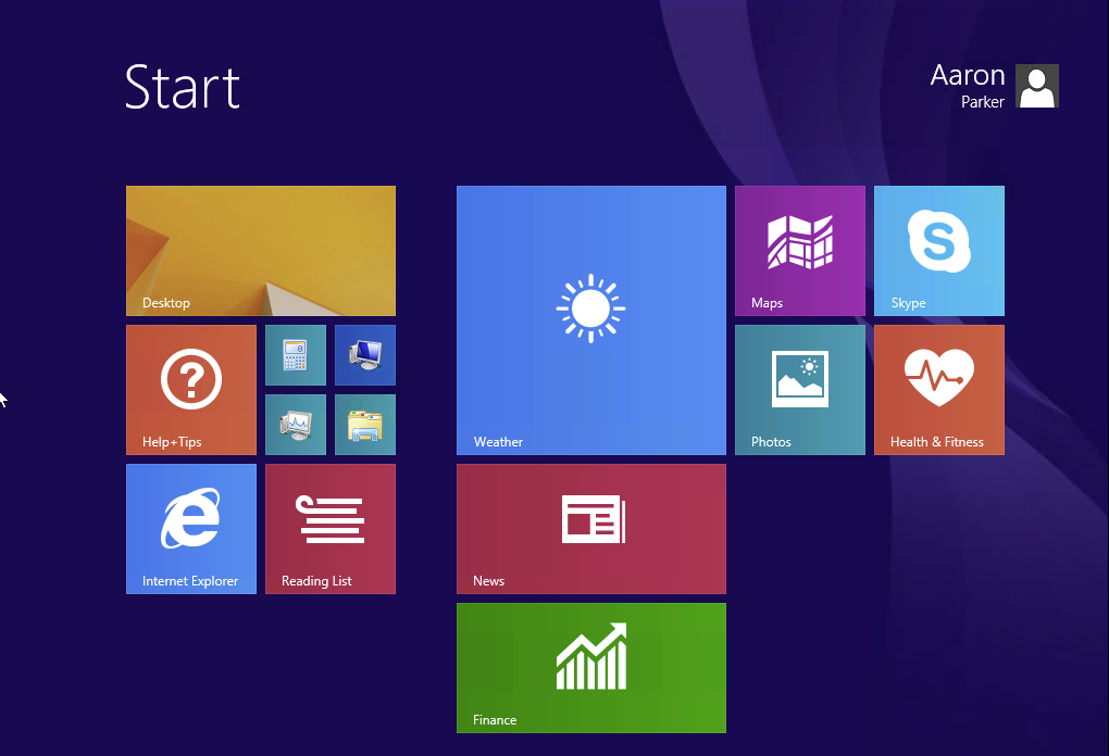 Windows 8.1 Start screen