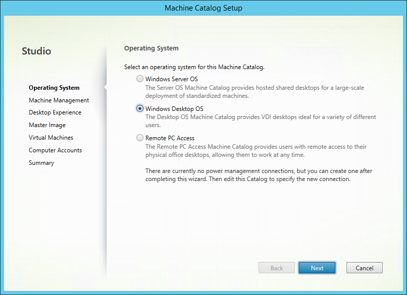 Selecting the Machine Catalog type - New-BrokerCatalog SessionSupport SingleSession