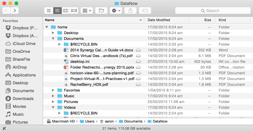 Accessing files locally on the Mac