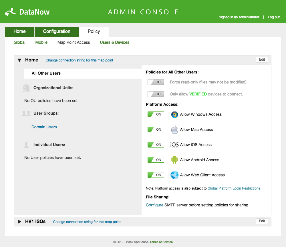 AppSense DataNow 3.5 appliance Device policies