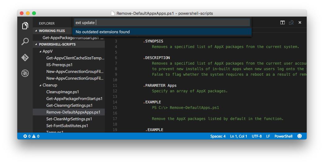 Updating extensions in Visual Studio Code on OS X