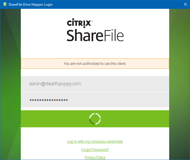 ShareFile Drive Mapper login