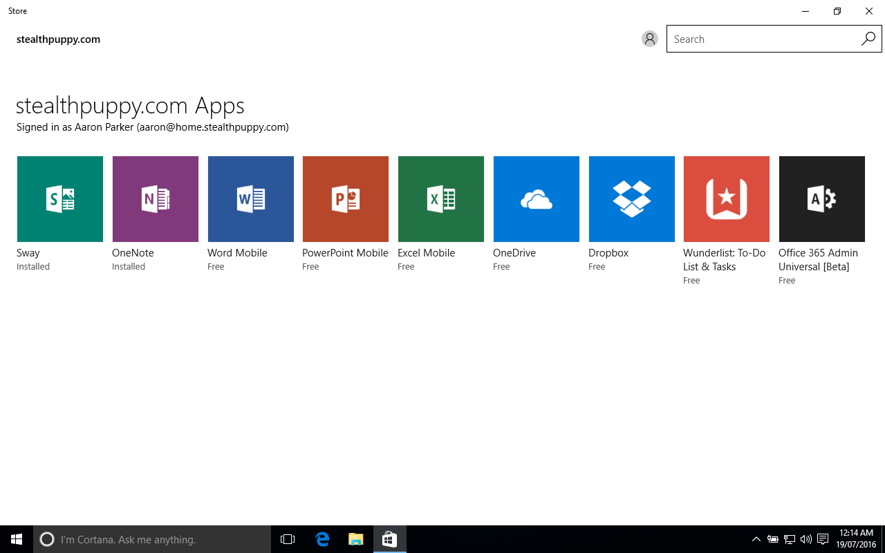 Windows Store showing the Private Store only, in Windows 10 Pro 1511