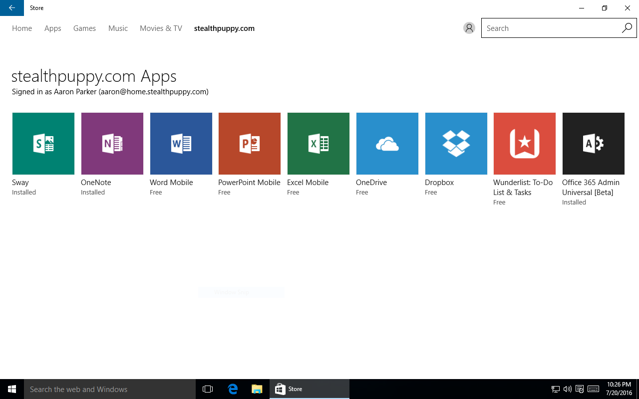 Windows Store for Business in Windows 10 1511