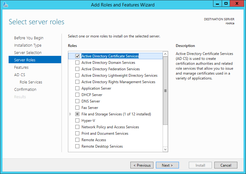 Installing Active Directory Certificate Services