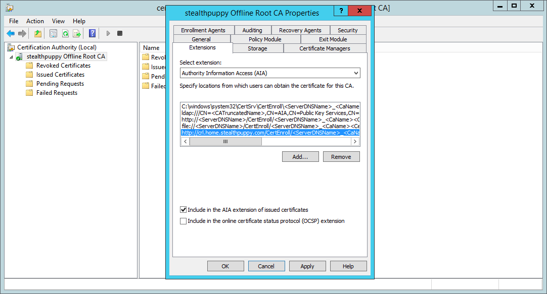 Adding an Authority Information Access location