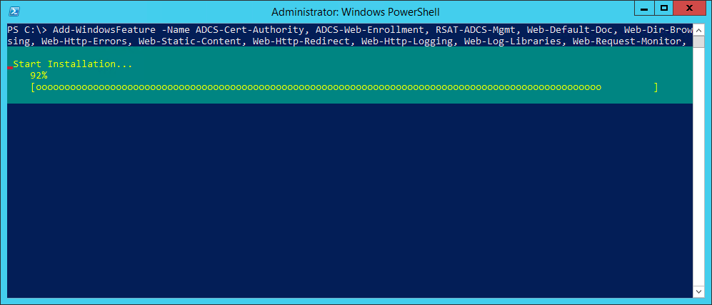 Installing the subordinate CA roles with PowerShell