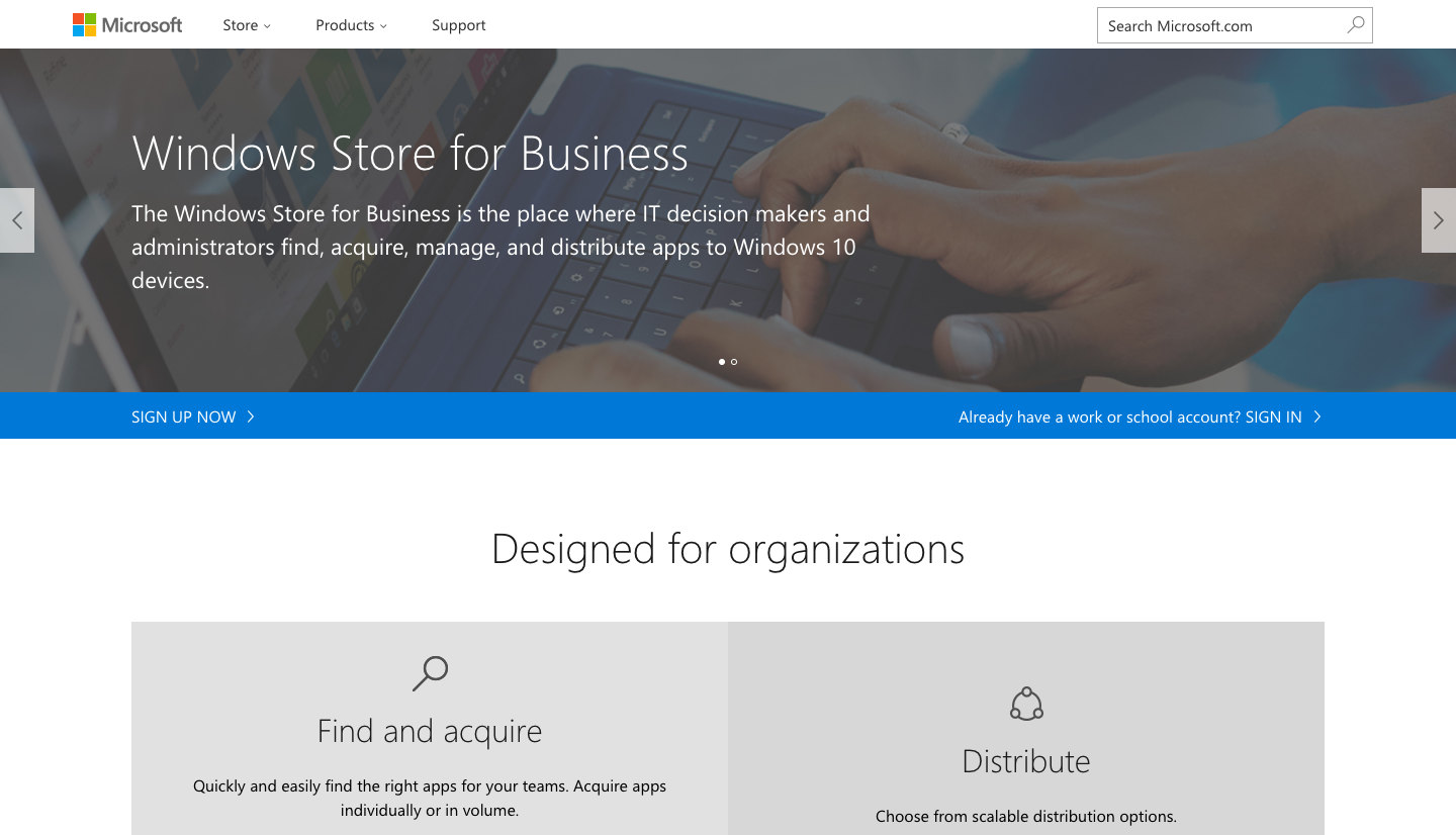 Sign up for the Windows Store for Business