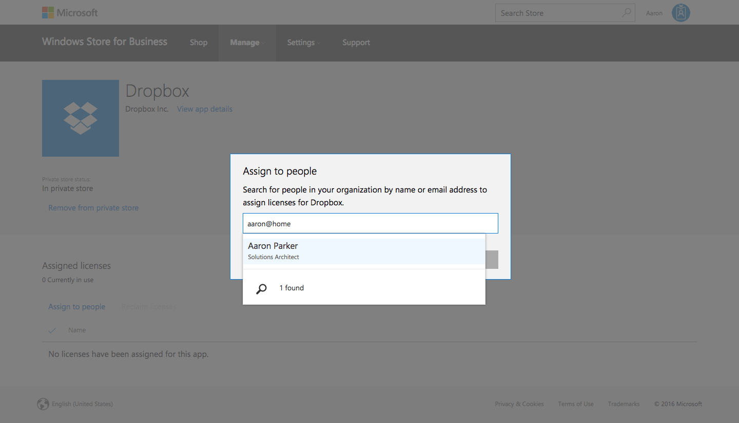 Assigning an app in the Windows Store for Business