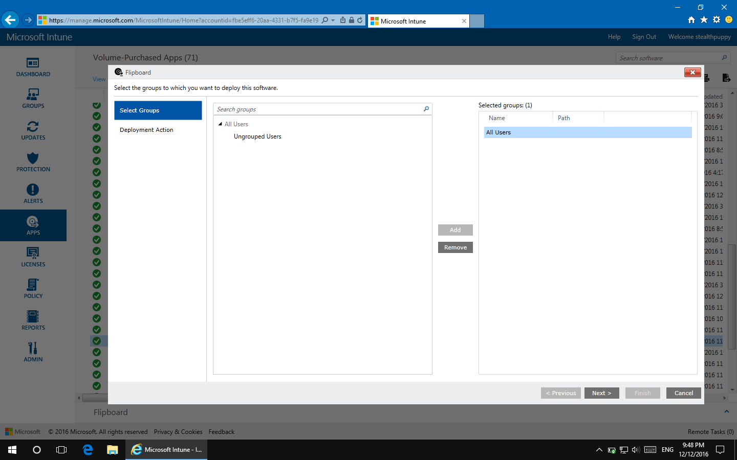 Managing Universal app deployment in Intune by targeting user groups