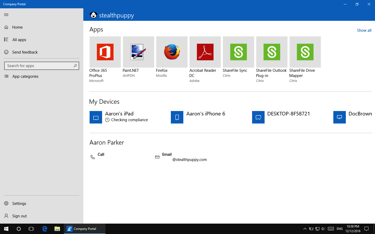 The Intune Company Portal Universal app