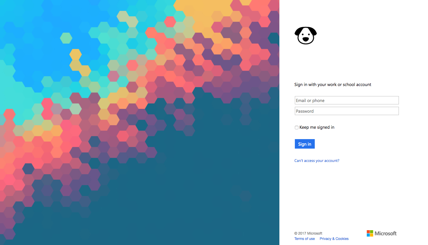 Azure AD Sign in page