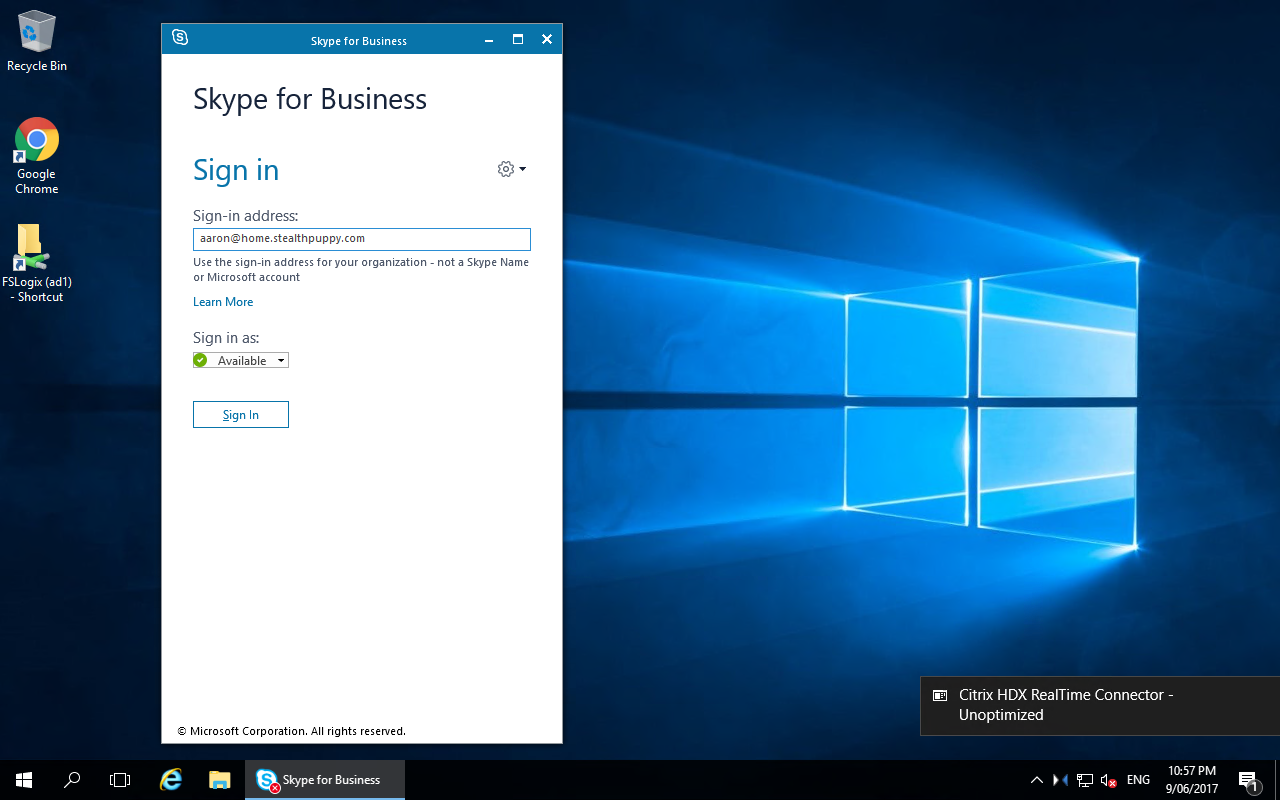 Skype for Business - enter your email address
