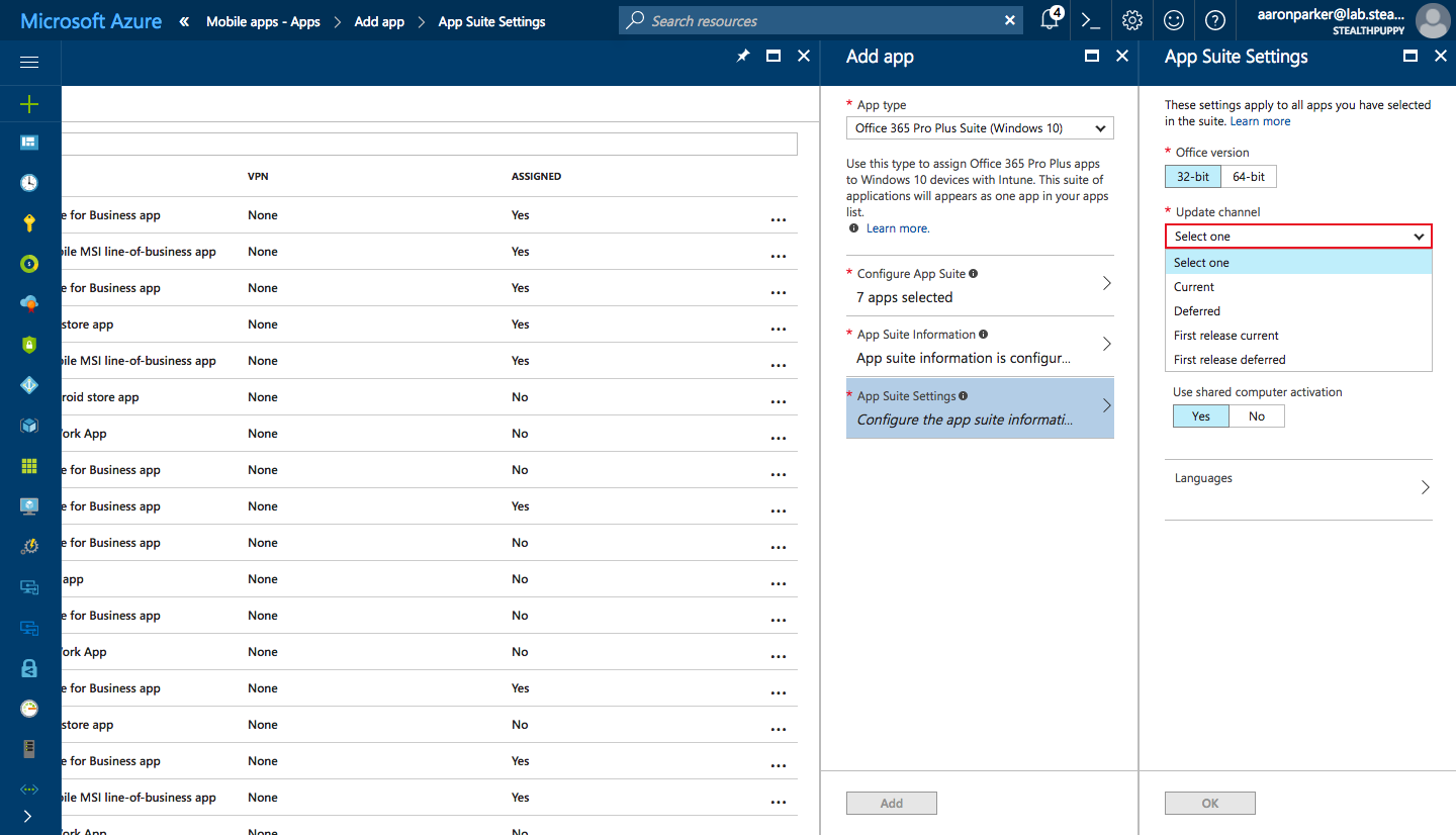 Configure suite settings