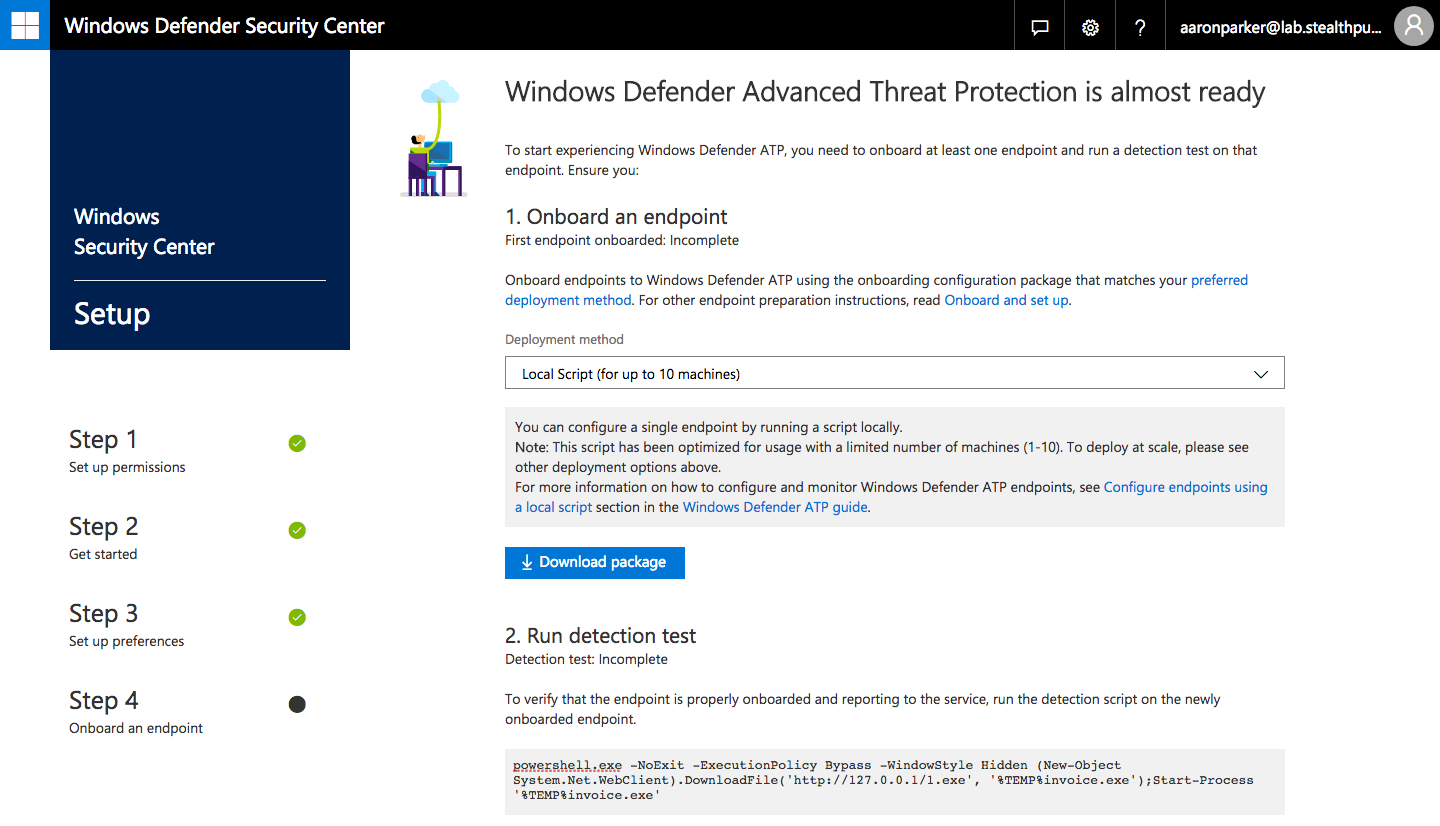 Step 8: Onboard and end-point and test detection