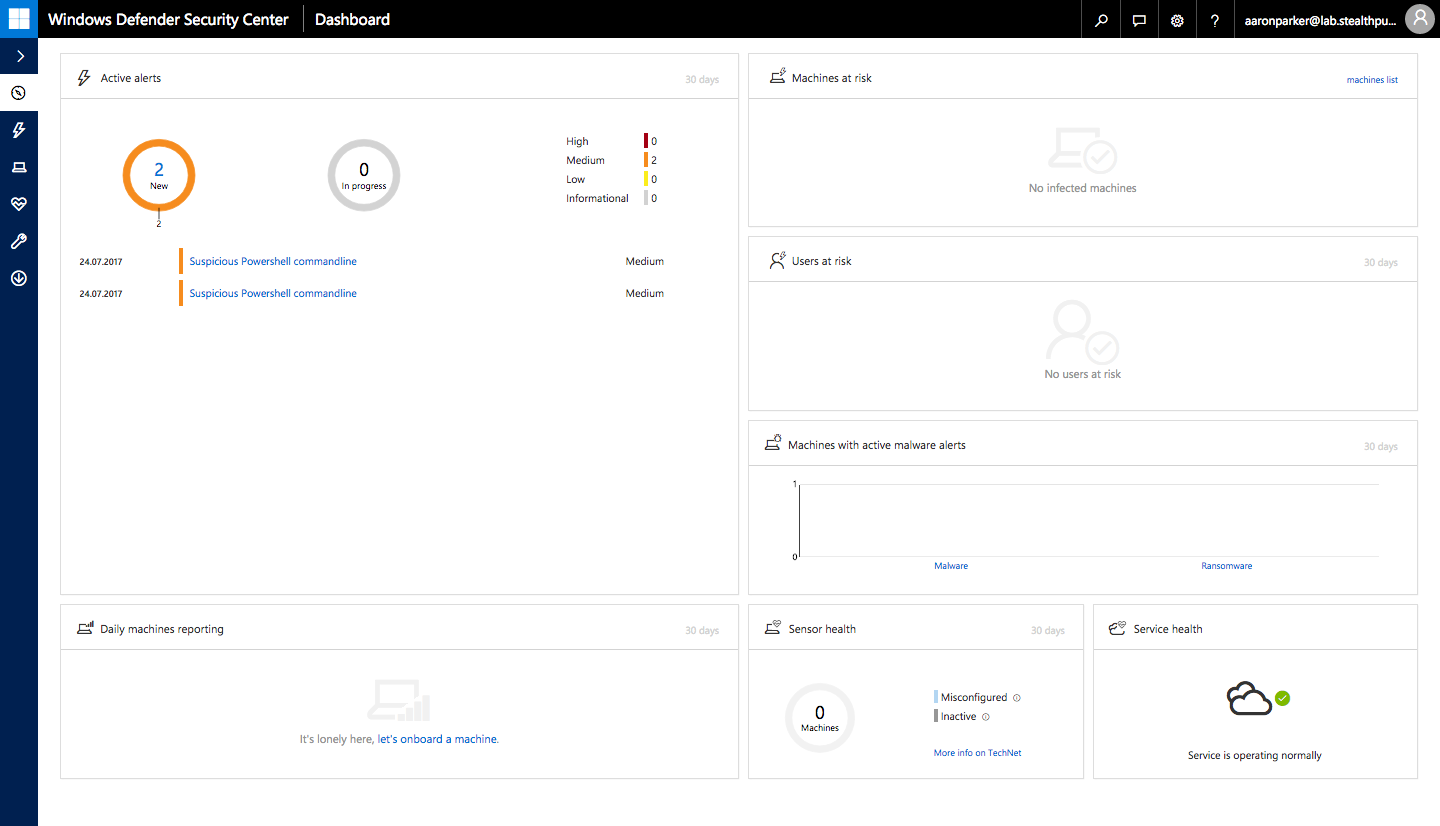 The Windows Defender ATP Dashboard