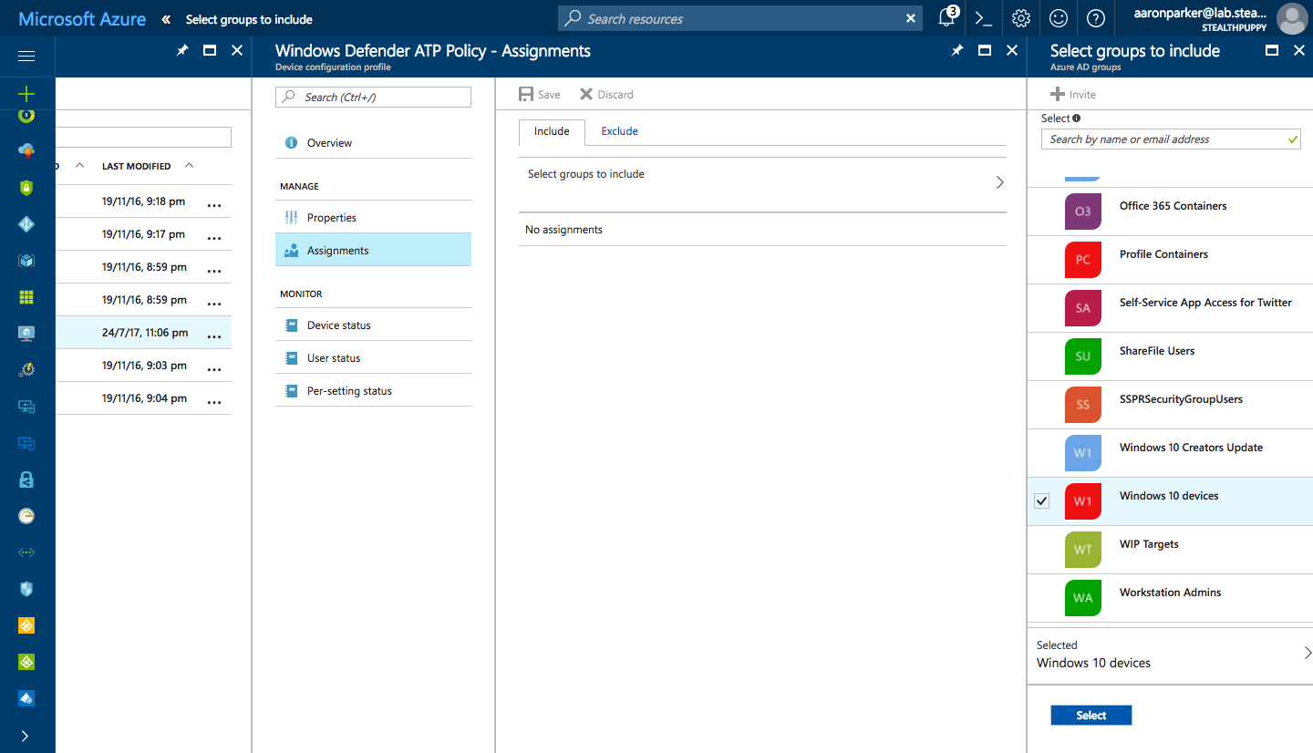 Target the Intune policy to a device (or user) group