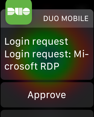 Duo login request on the Apple Watch