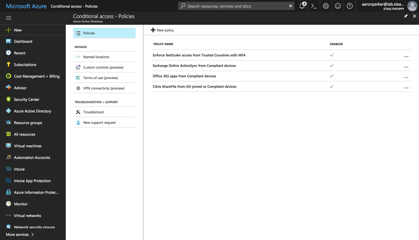 Azure AD Conditional Access policies