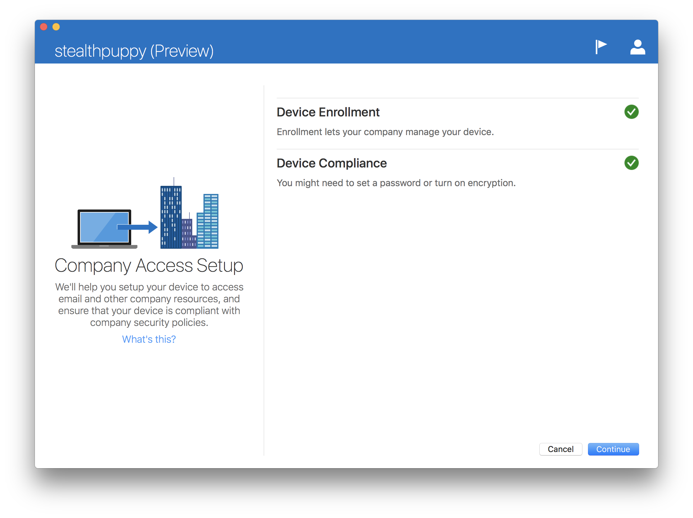 Enrollment is successful along with device compliance