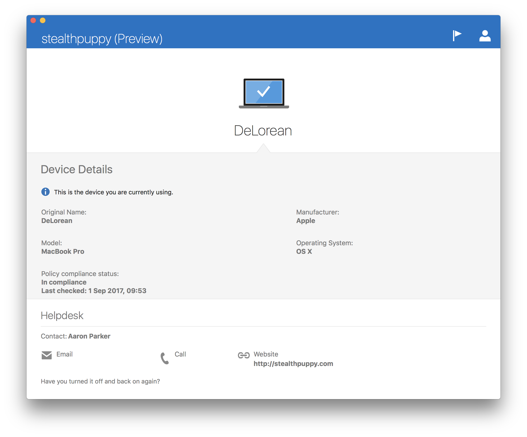 Intune Company Portal for macOS installing device details