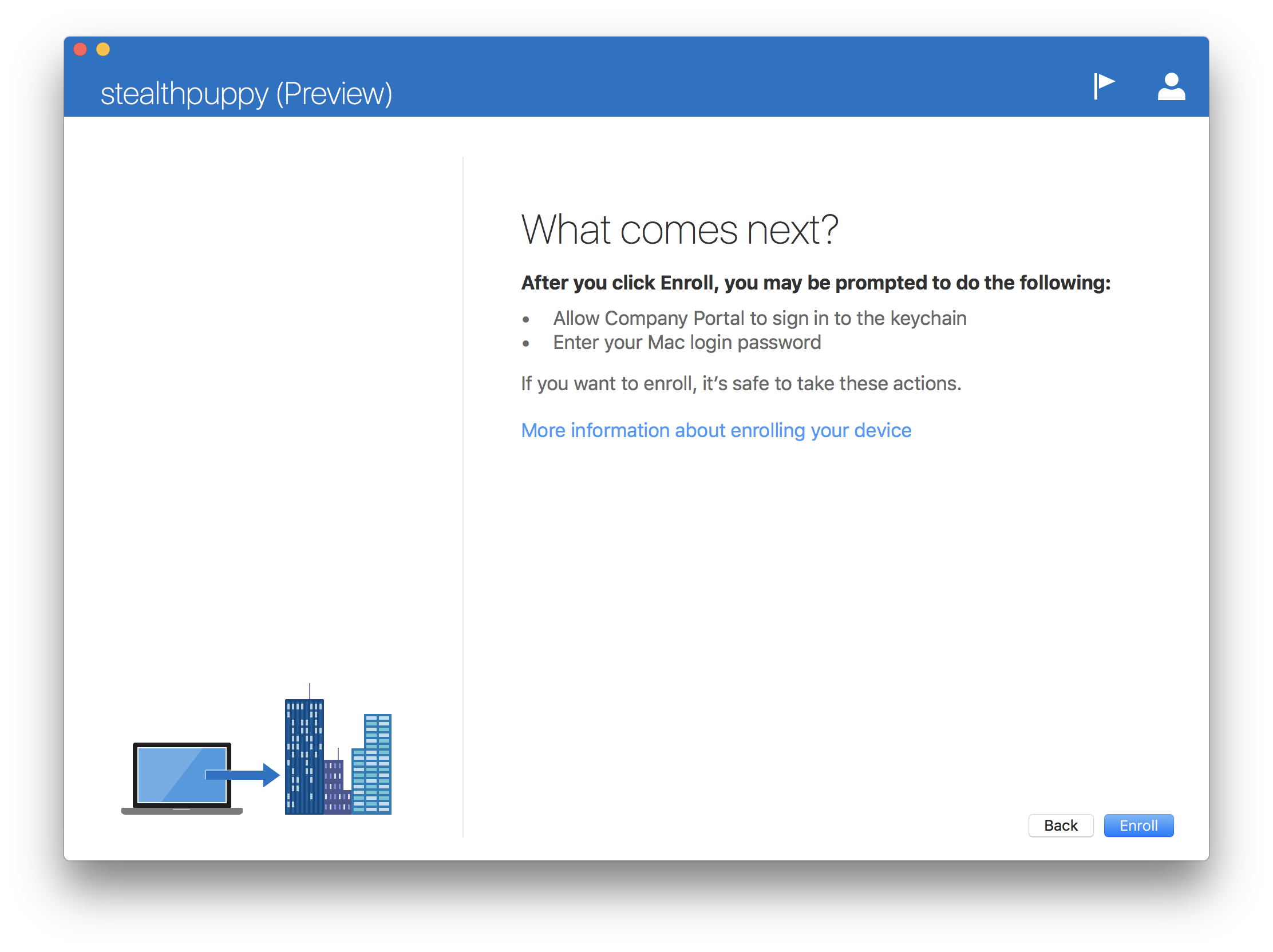 Providing the user with details on enrollment