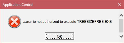 Ivanti Application Control default access denied dialog box