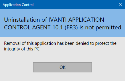 Ivanti Application Control system controls message box with improved styling