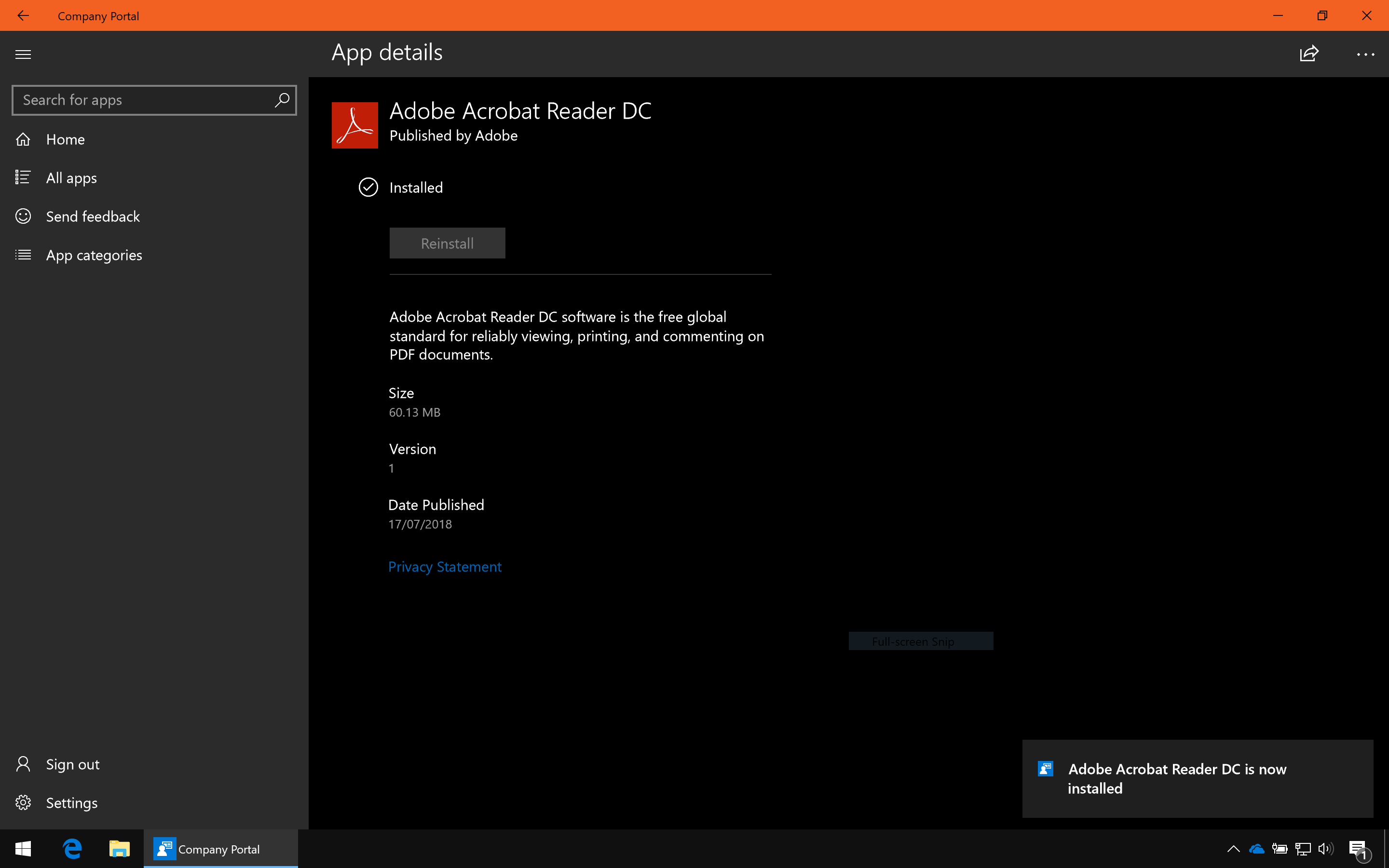 Adobe Reader DC installed via Intune