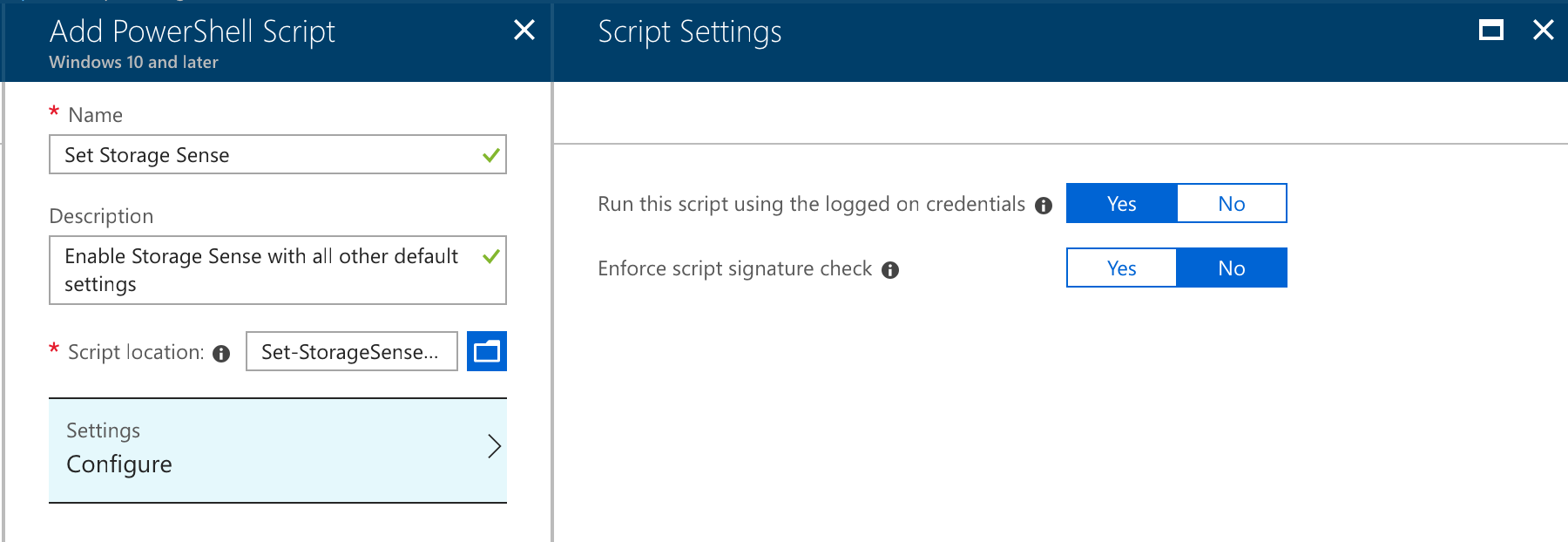 Enabling Storage Sense with a PowerShell script in Intune