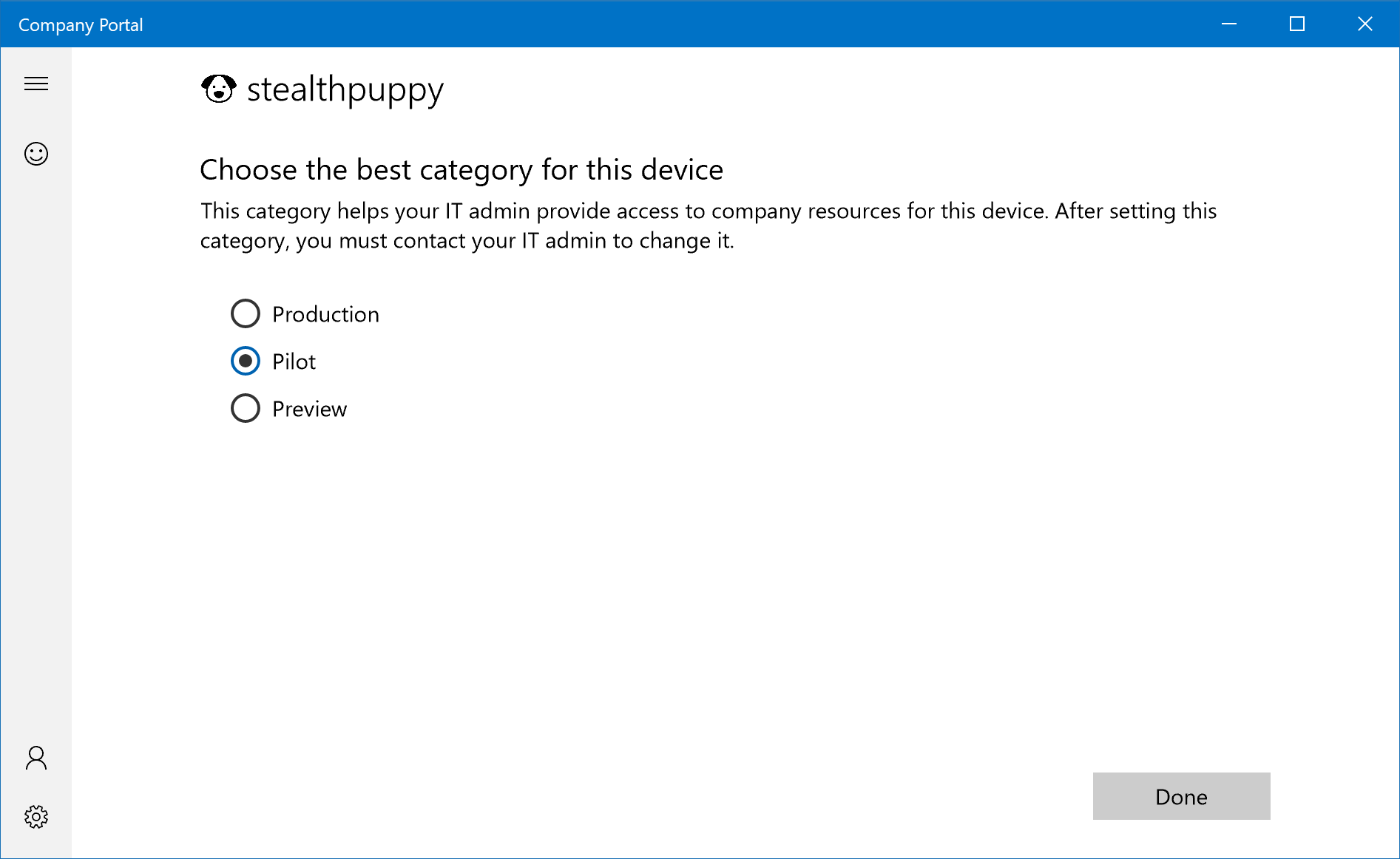Setting a device category in the Intune Company Portal