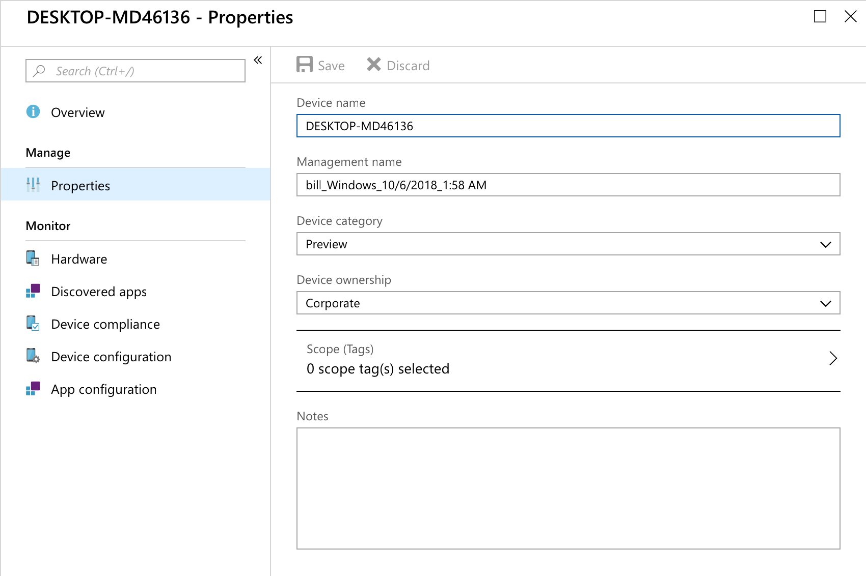 Device properties in Intune