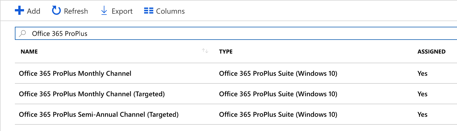 Office 365 ProPlus apps in Intune to manage update channels