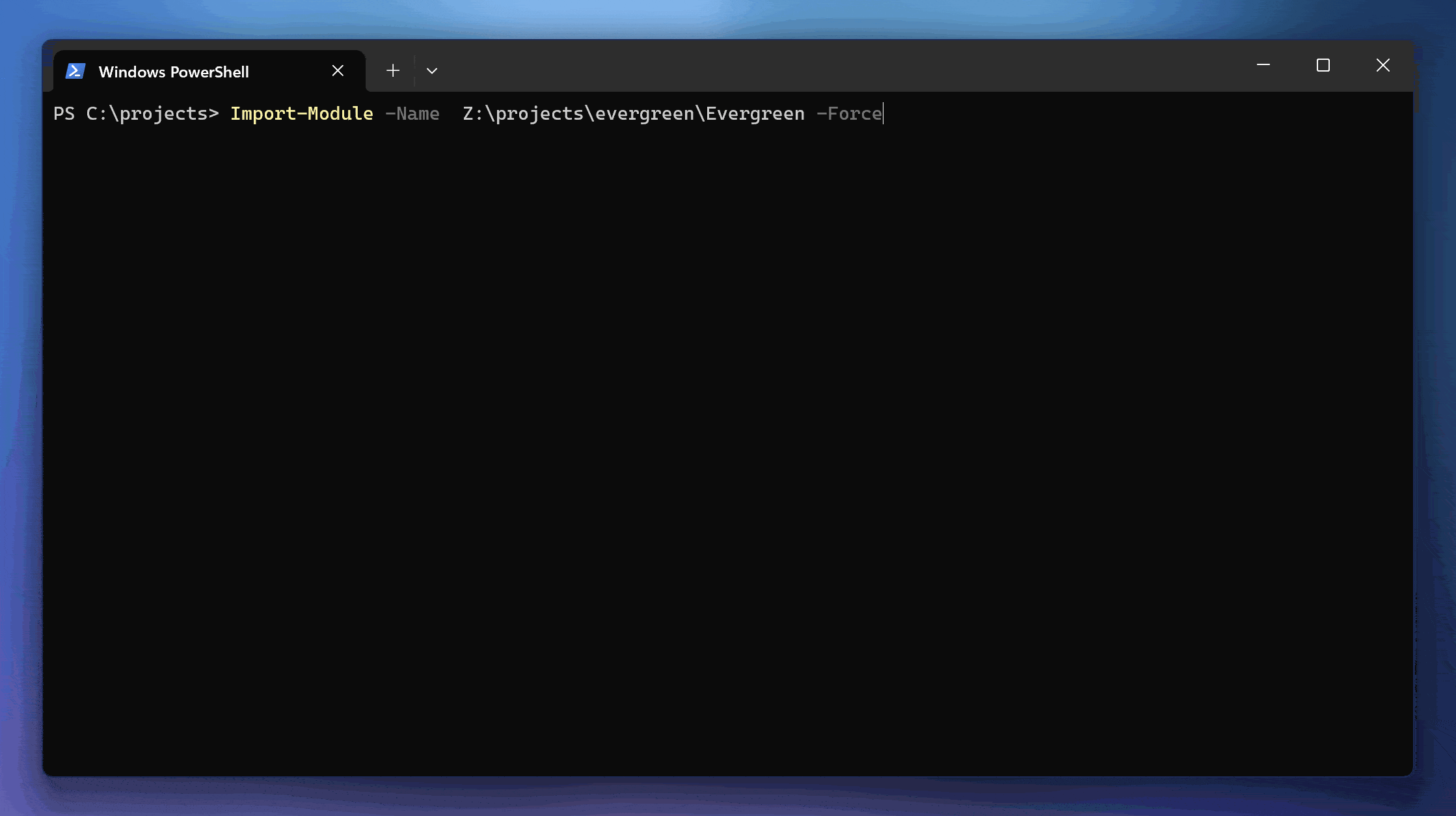Importing Evergreen and being prompted to run Update-Evergreen